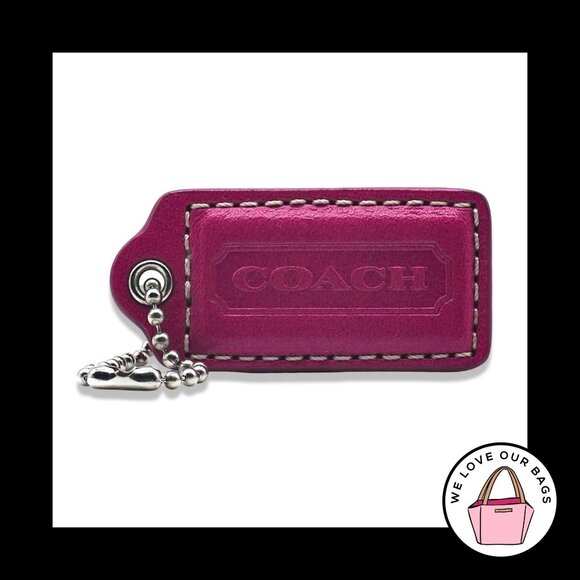 2" Medium COACH Pink Leather Nickel Key Fob Bag Charm Keychain Hang Tag - Picture 1 of 1